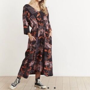 The Odells Anthropologie Dolman Midi Alaya Floral Multicolor Pattern Dress XS